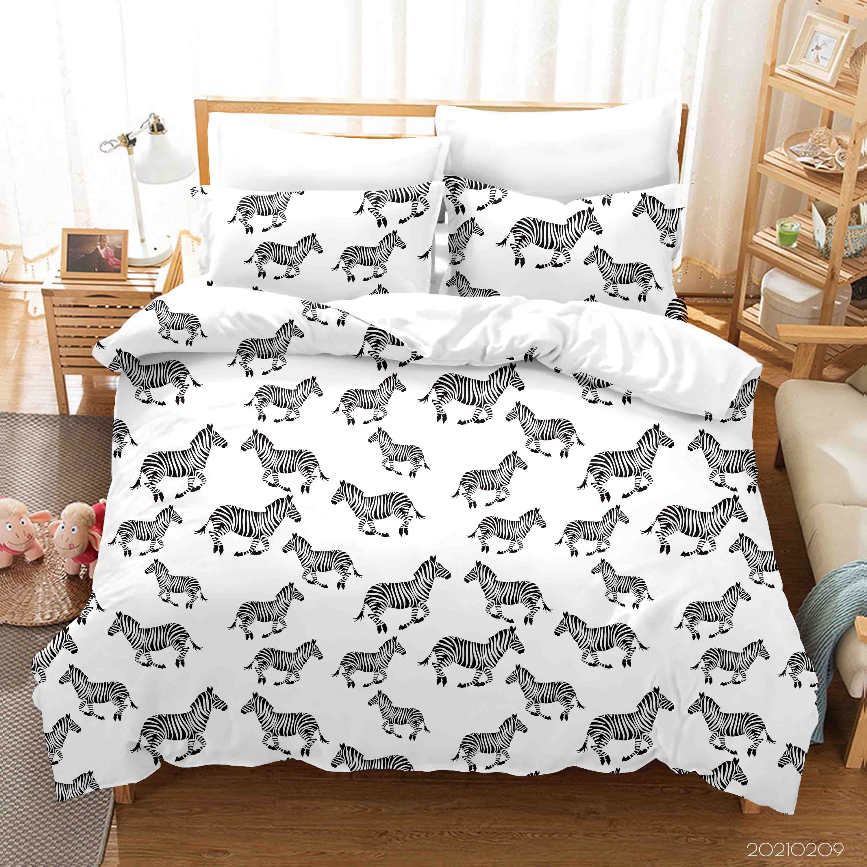 3D Hand Drawn Animal Zebra Quilt Cover Set Bedding Set Duvet Cover Pillowcases 250