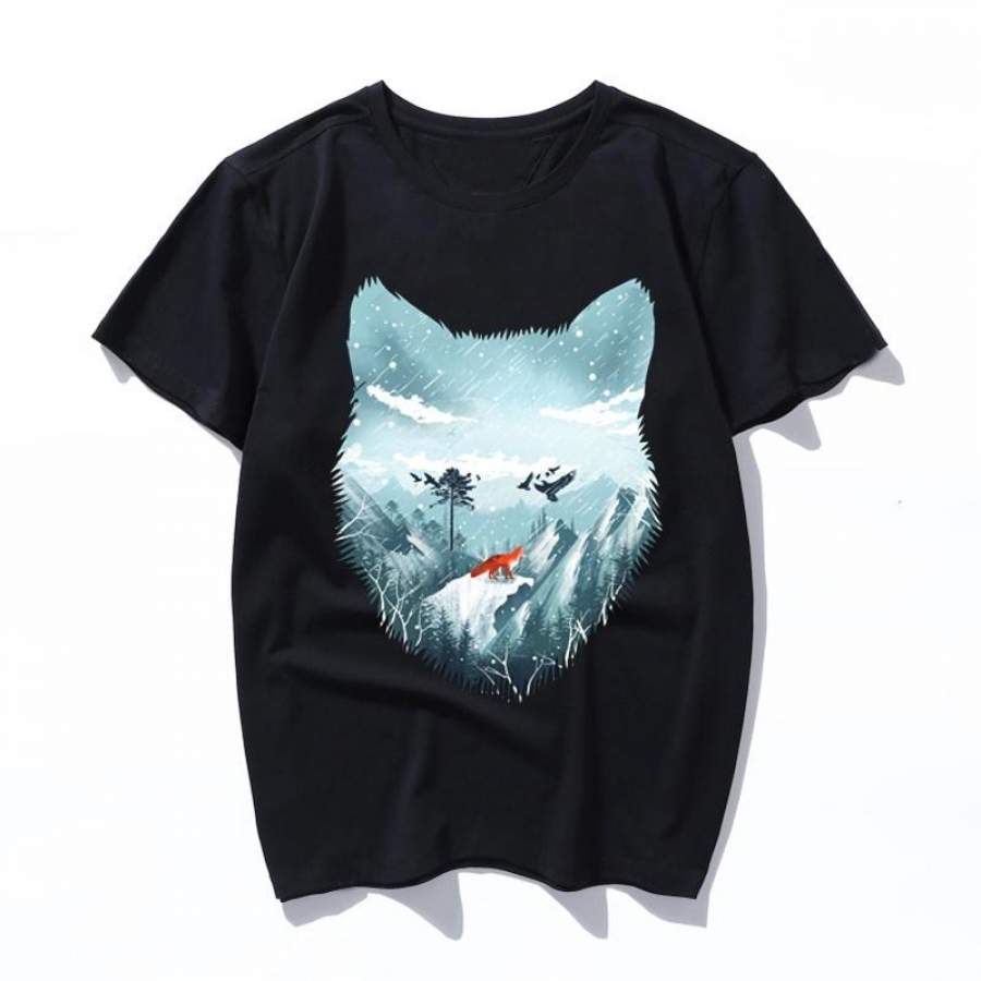 alone on the wild winter Men Creative Printed Short sleeve Cotton t shirt Fashion Casual Fitness Bodybuilding Workout Tees Male female Tops Clothing