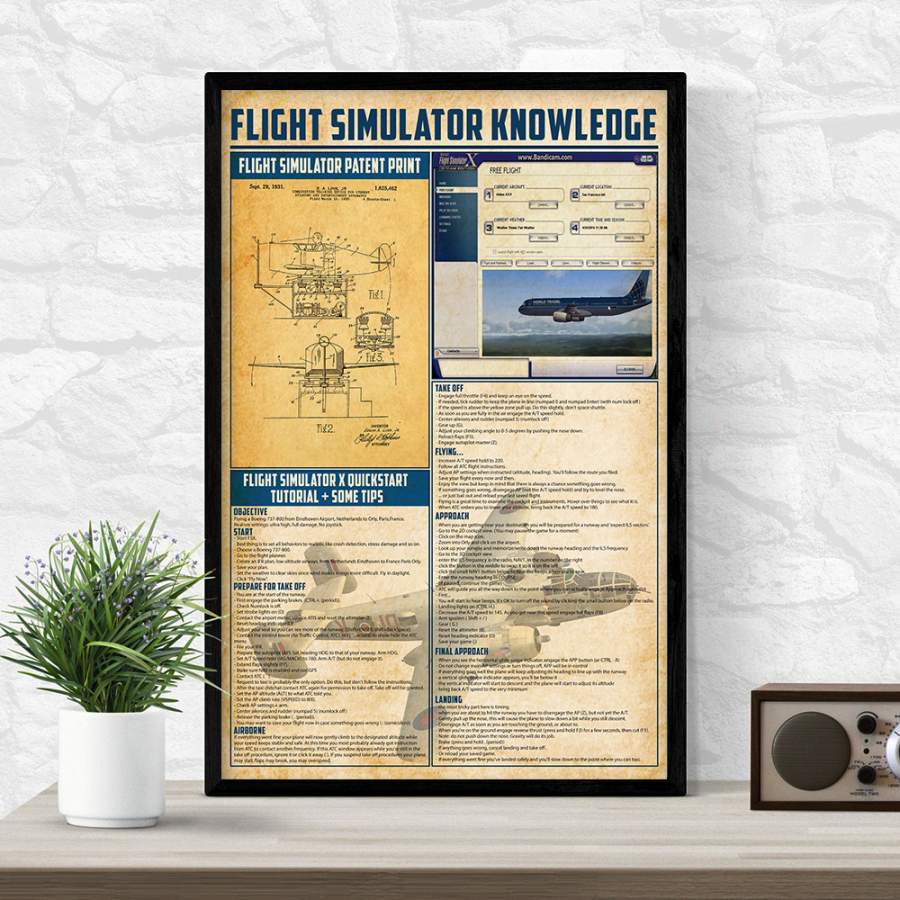 Wozoro Unframed Poster Flight Simulator Knowledge Size 11×17, 16×24, 24×36 inch