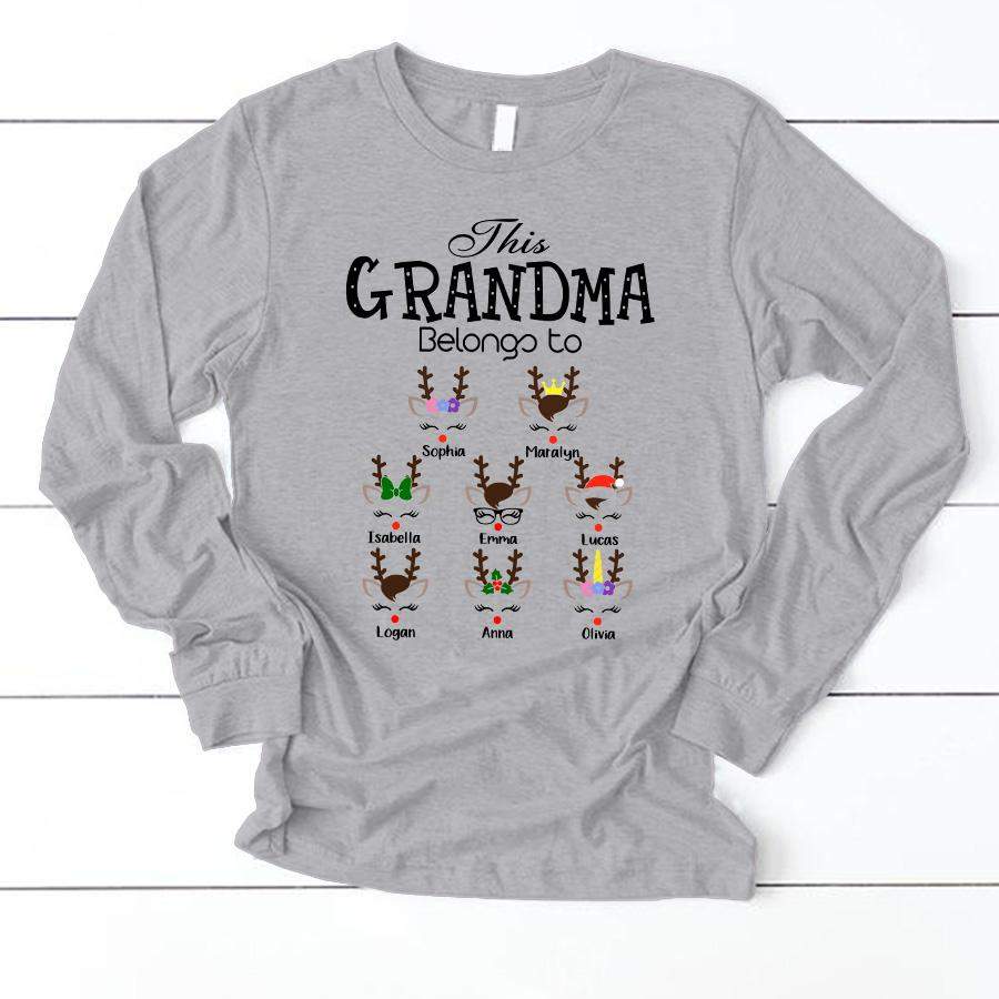 This Grandma belongs to Reindeer | Personalized Long Sleeve T-Shirt