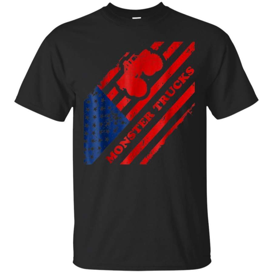 AGR Monster Truck Blue And Red American Usa Flag Gift Tshirt Jaq T-shirt