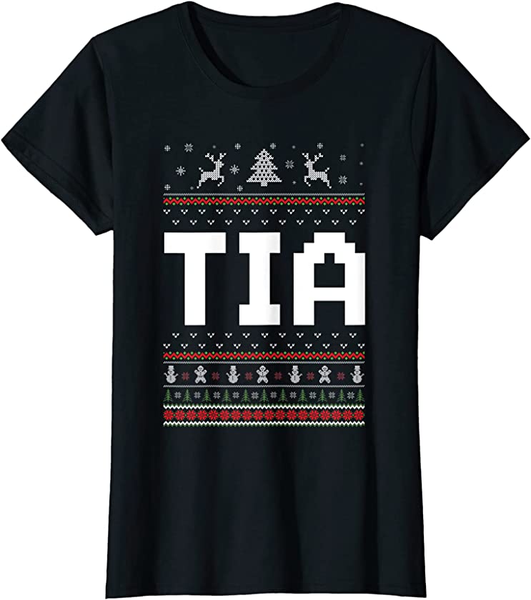 Womens Tia Ugly Holiday Party Matching Ugly Christmas Sweater T-Shirt