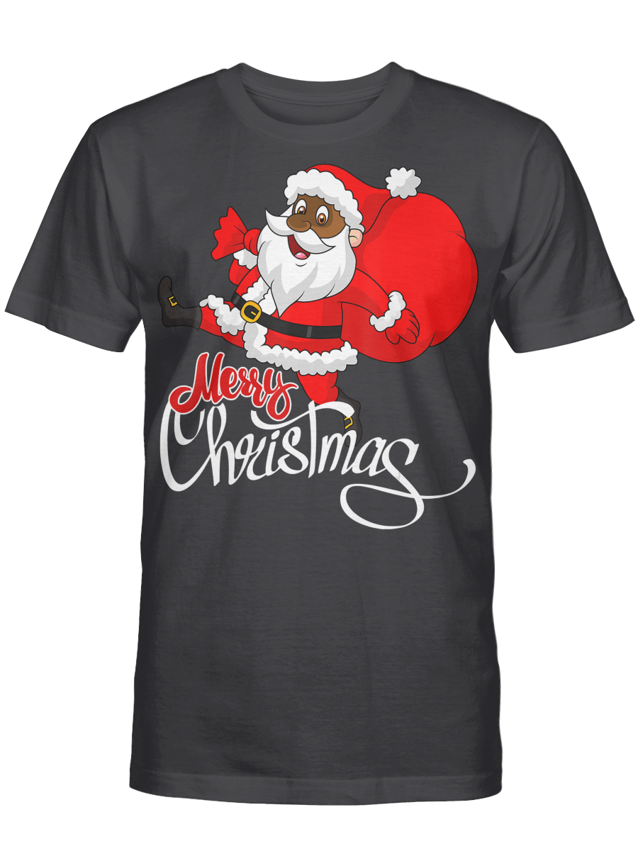 AmazeStyleZ Santa’s Reindeer, Ugly Christmas Sweater, Christmas Gift Ideas, Cute Black Merry Christmas Santa T-Shirt