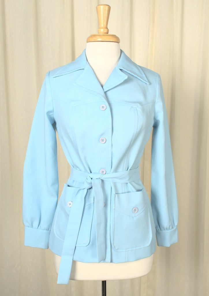 1960s Vintage Powder Blue Shirt Jacket