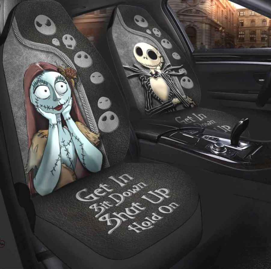 2Pcs Jack & Sally Get In Sit Down Car Seat Cover Ginnbc90128