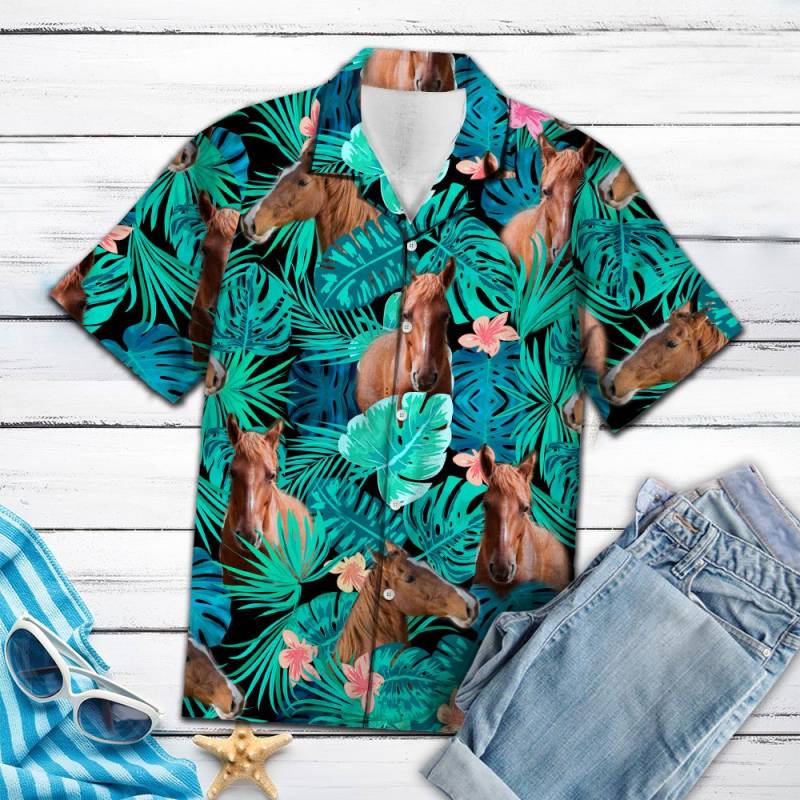 American Saddlebred Green Tropical Hawaiian Shirt Ha83061