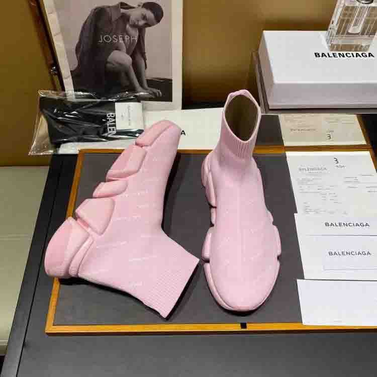 Balenciaga Speed 2.0 Recycled Knit Allover Logo In Pink Shoes Sneakers SNK992569634