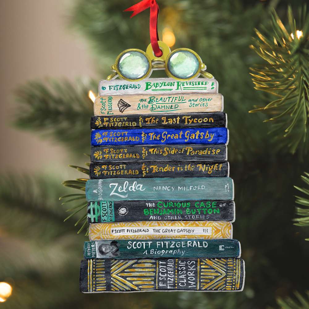 F. Scott Fitzgerald Collection Bookstack Flat Ornament – Gift For Fans