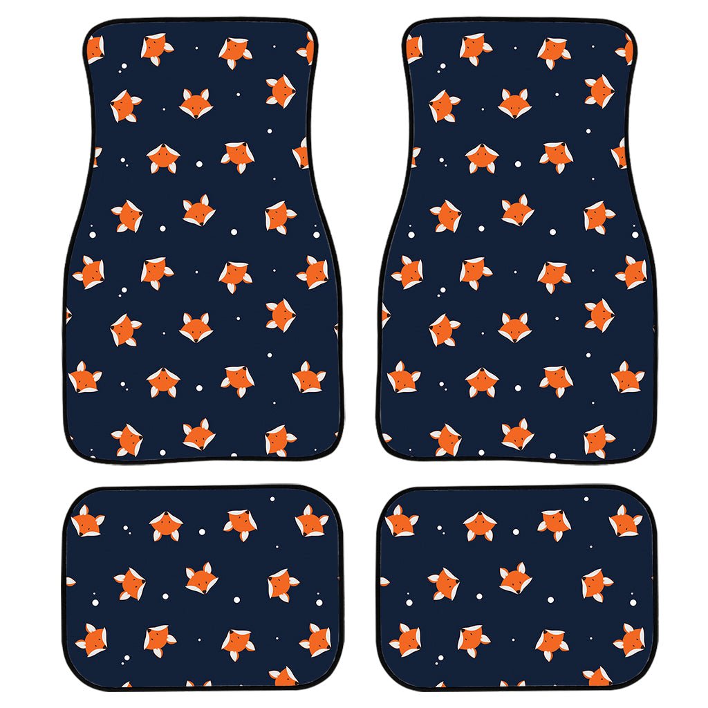 Orange Fox Pattern Print Front And Back Car Floor Mats, Front Car Mat