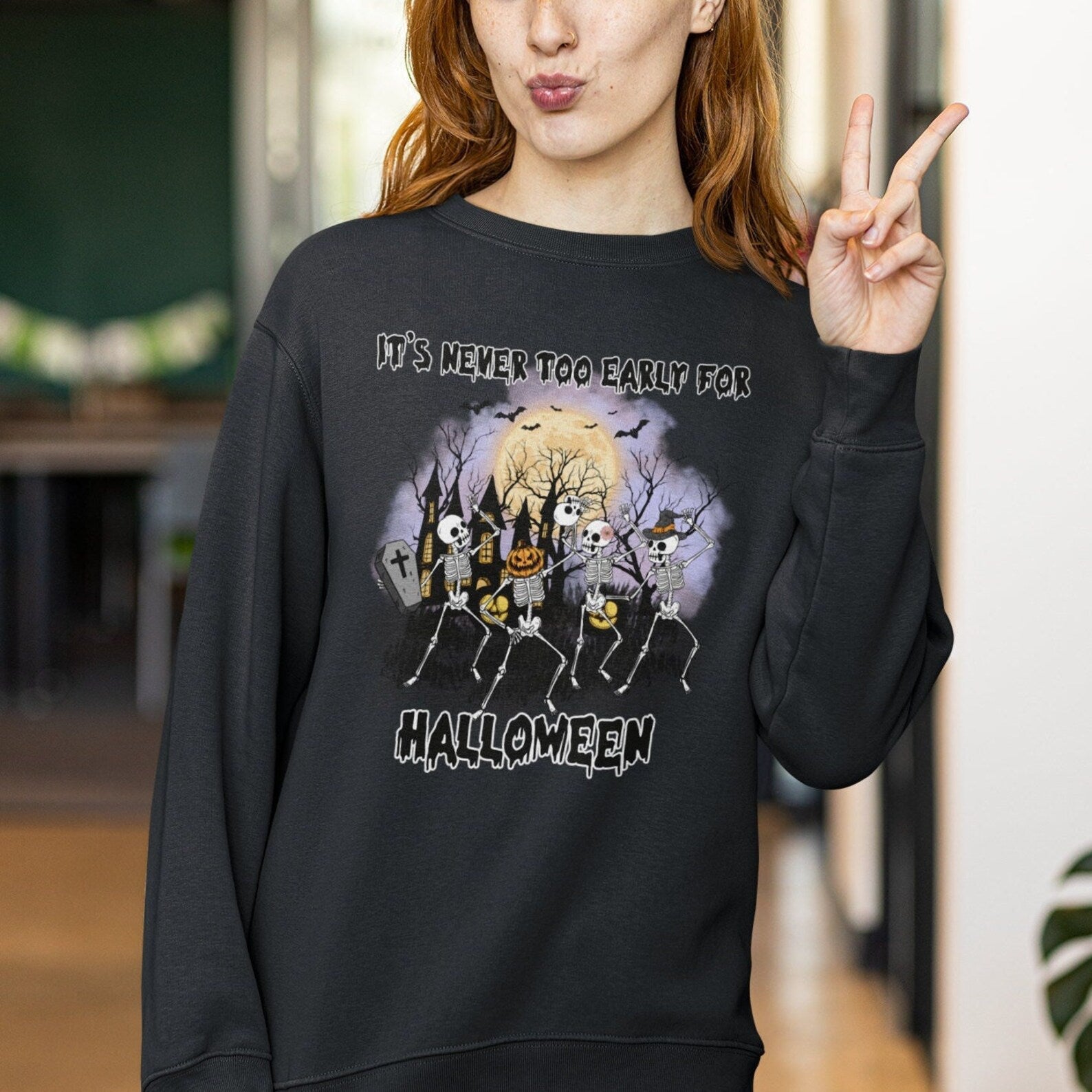 Vintage Halloween 2D Crewneck Sweatshirt All Over Print Sweatshirt For Women Sweatshirt For Men