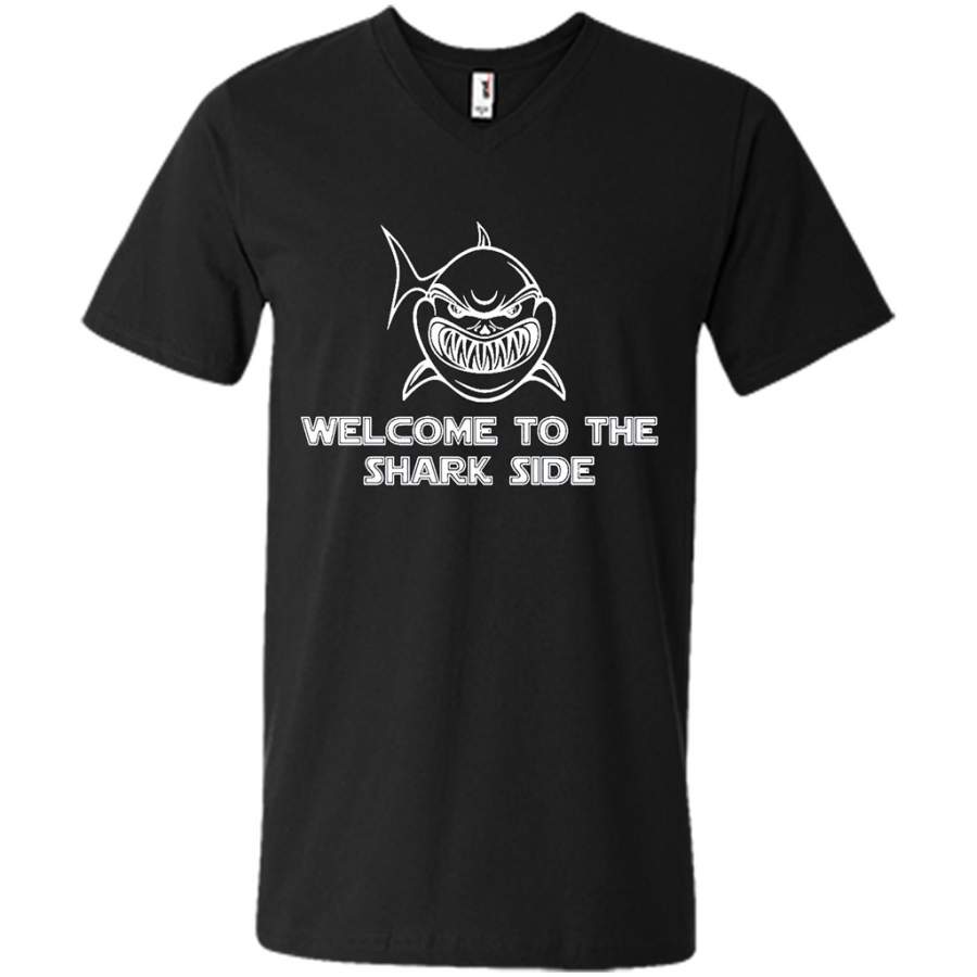 Welcome to the Shark Side Funny Gifts – Canvas Unisex V-Neck Shirt