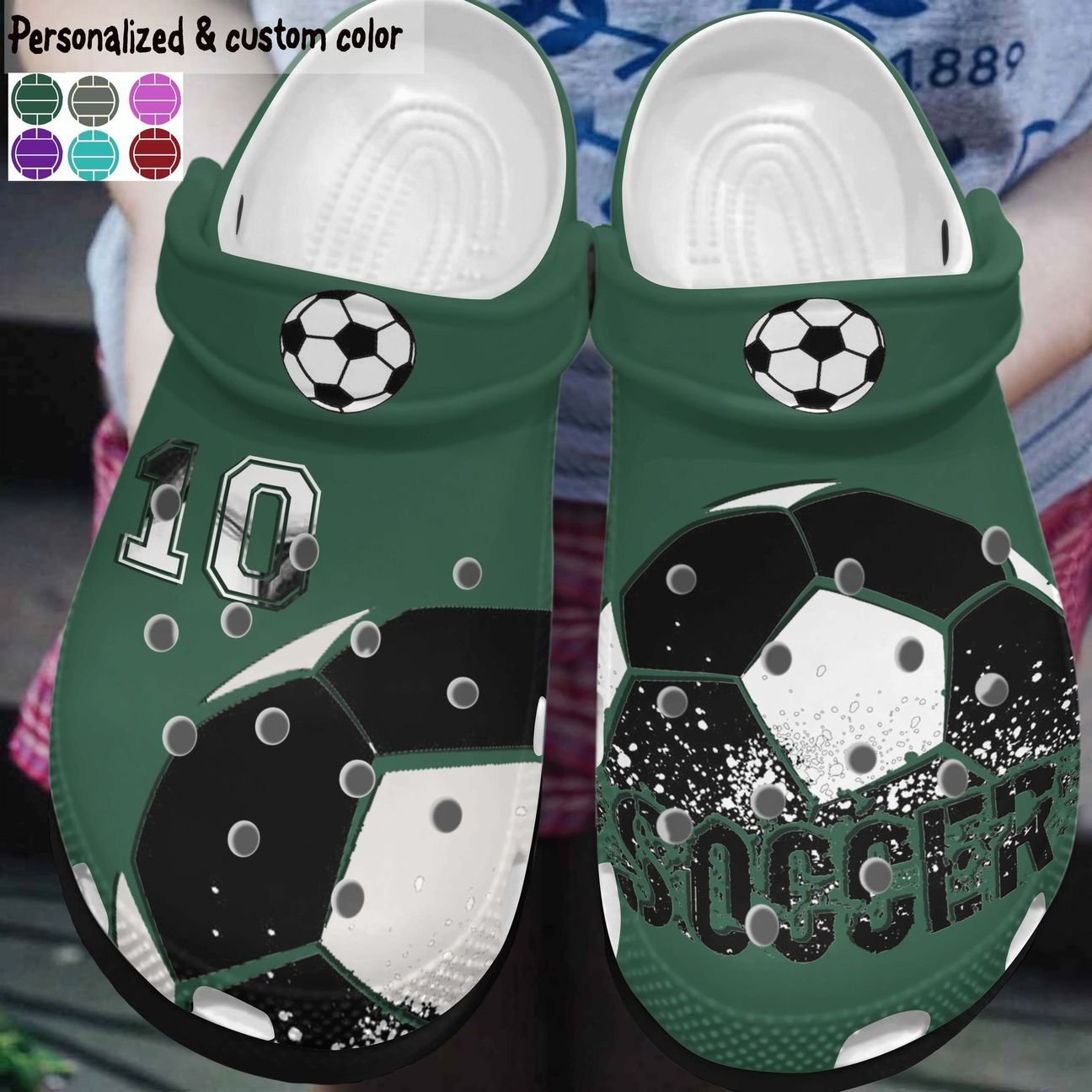 Soccer Personalized Clog, Custom Name, Text, Color, Number Fashion Style For Women, Men, Kid, Print 3D Colorful Soccer Is Life