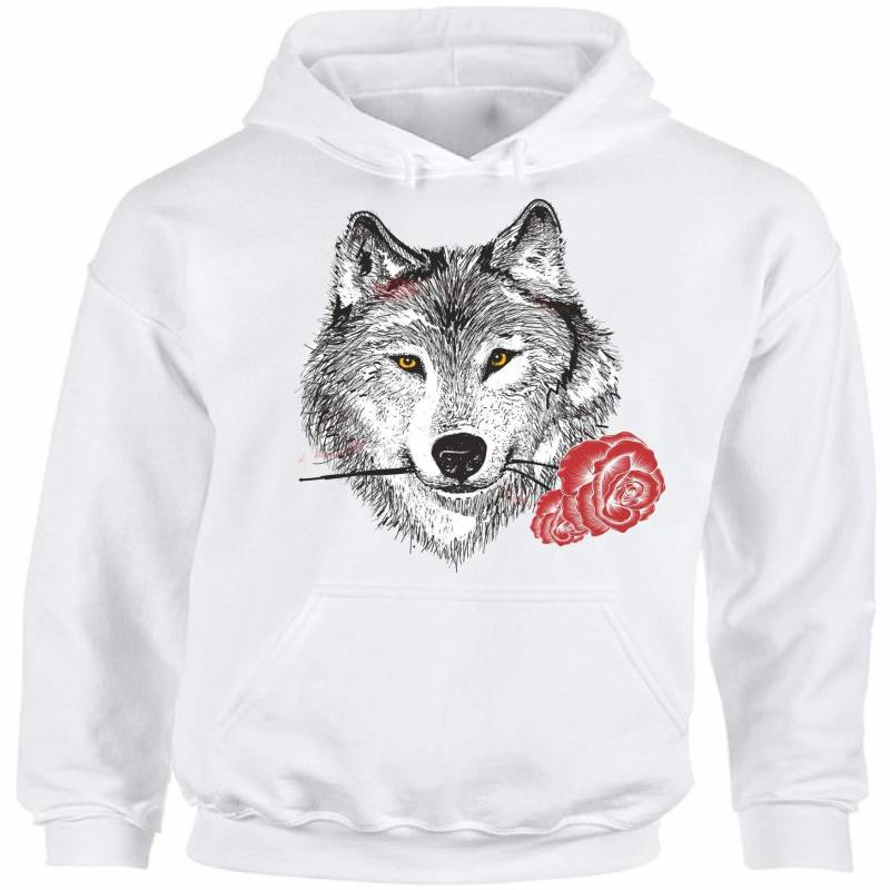 White Furry Anime Wolf Hoodie Blue Eyes Animal Sweatshirt