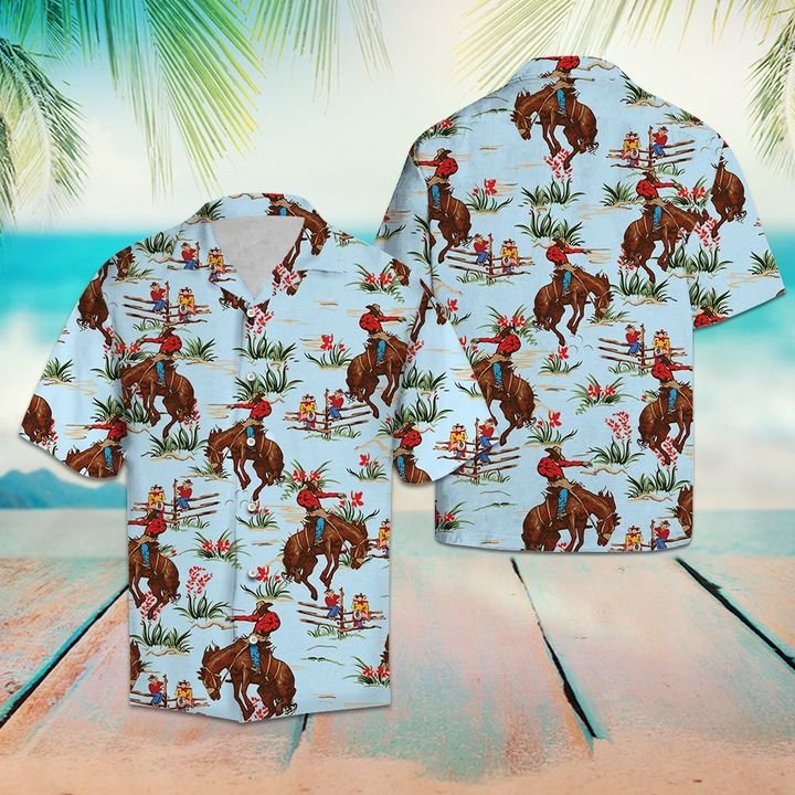 Awesome Western Cowboy Hawaiian Shirt Summer Button Up For Men, Women, Couple