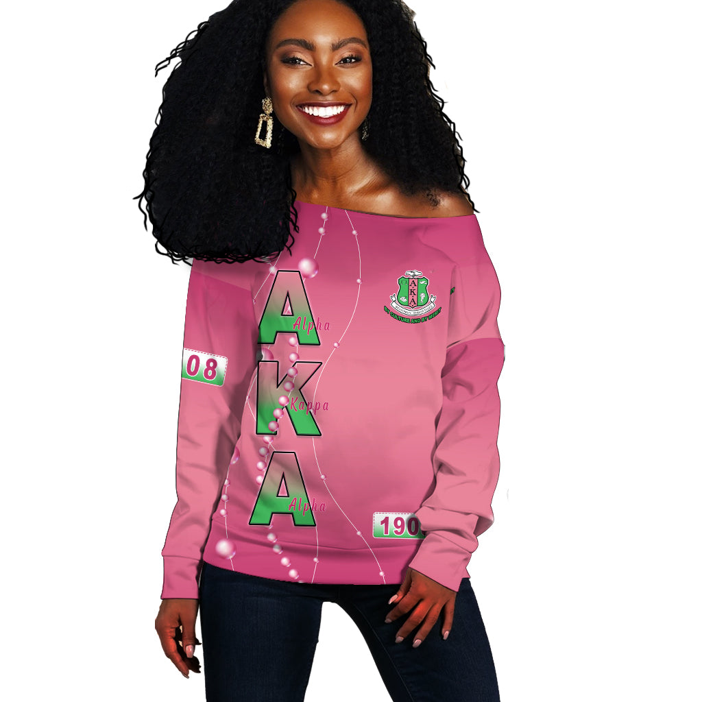 Alpha Kappa Alpha Off Shoulder Sweater Pretty Girls With Pearl Lt13