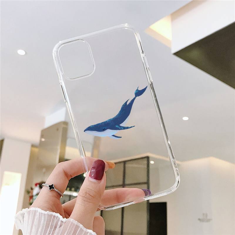 killer whale Phone Case for iPhone 11 12 13 14 pro XS max mini plus X XR Samsung A 51 50 52 Transparent animal funda alx