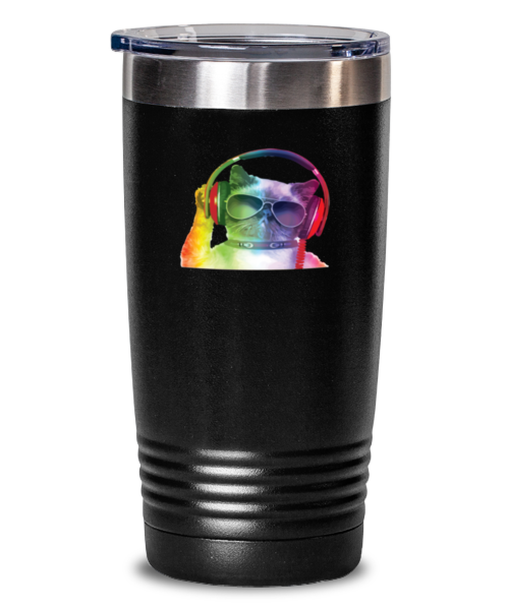 20Oz Tumbler Stainless Steel  Rainbow Music Cat