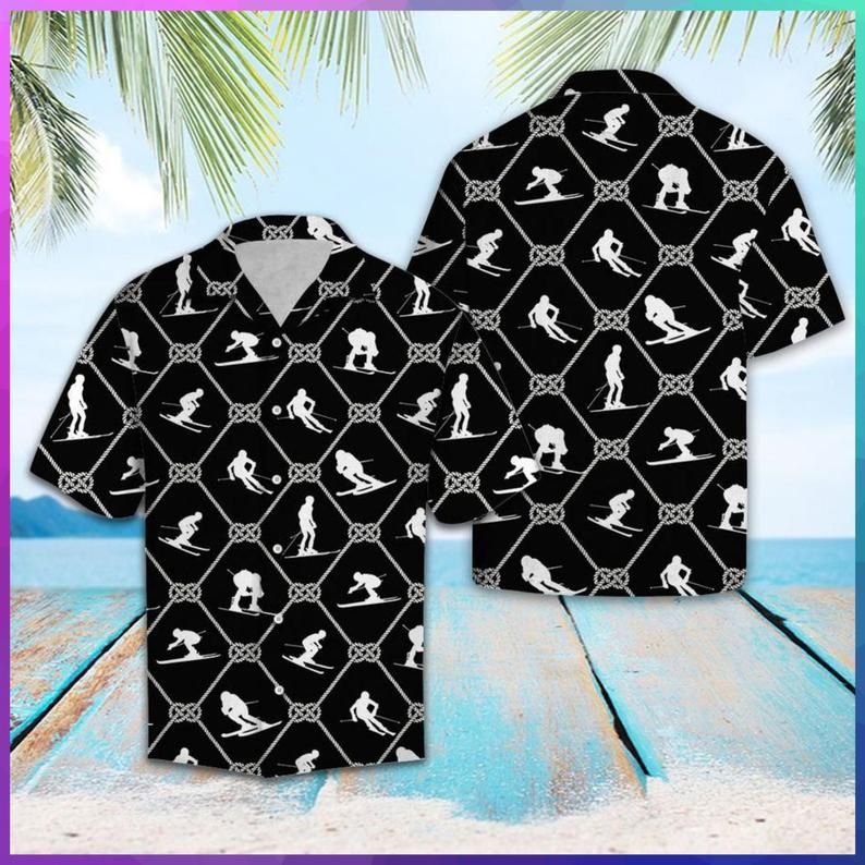 Skiing For Vacation Black White Amazing Design Hawaii Shirt Ha49082