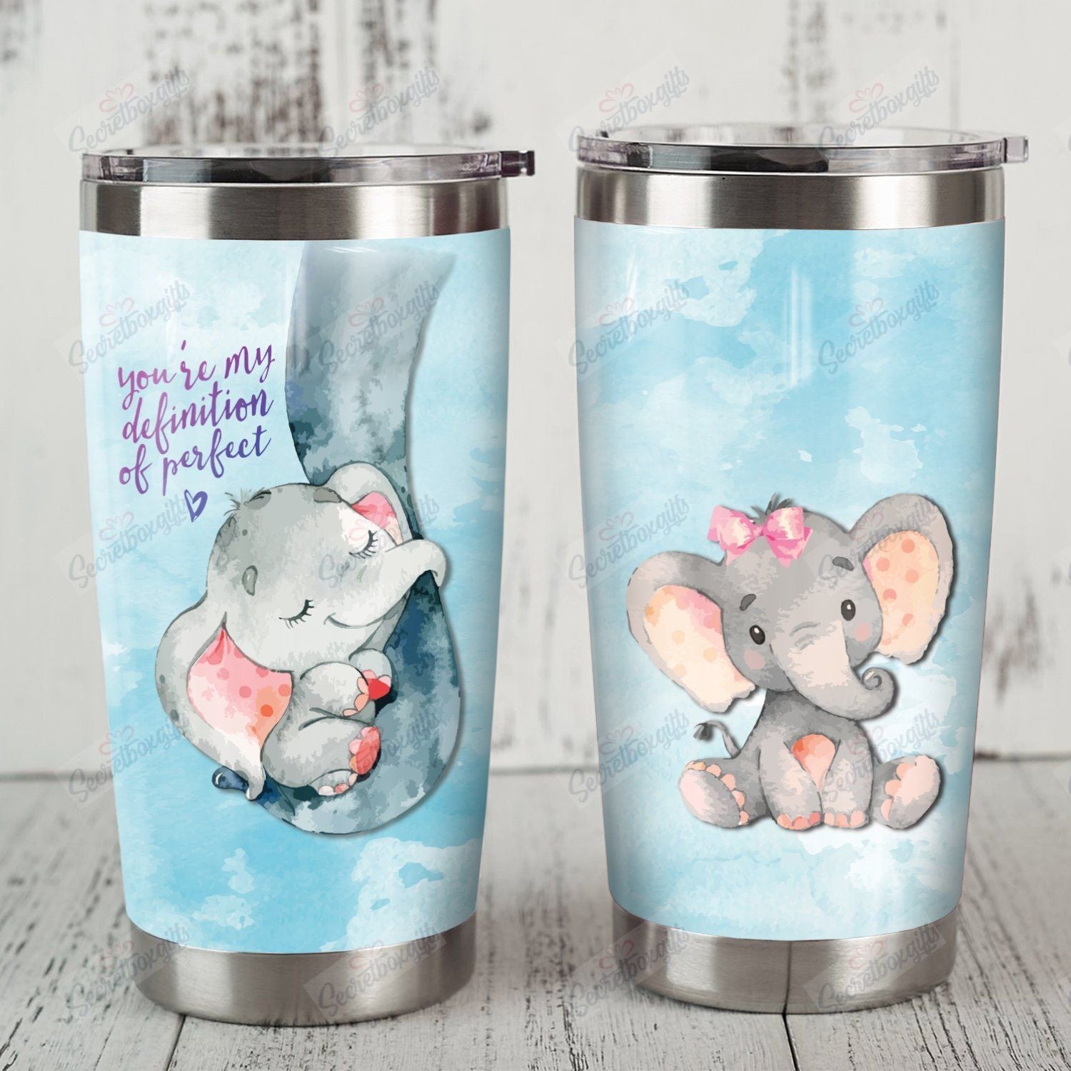 Personalized Elephant Mom Th1610723Cl Stainless Steel Tumbler Customize Name, Text, Number