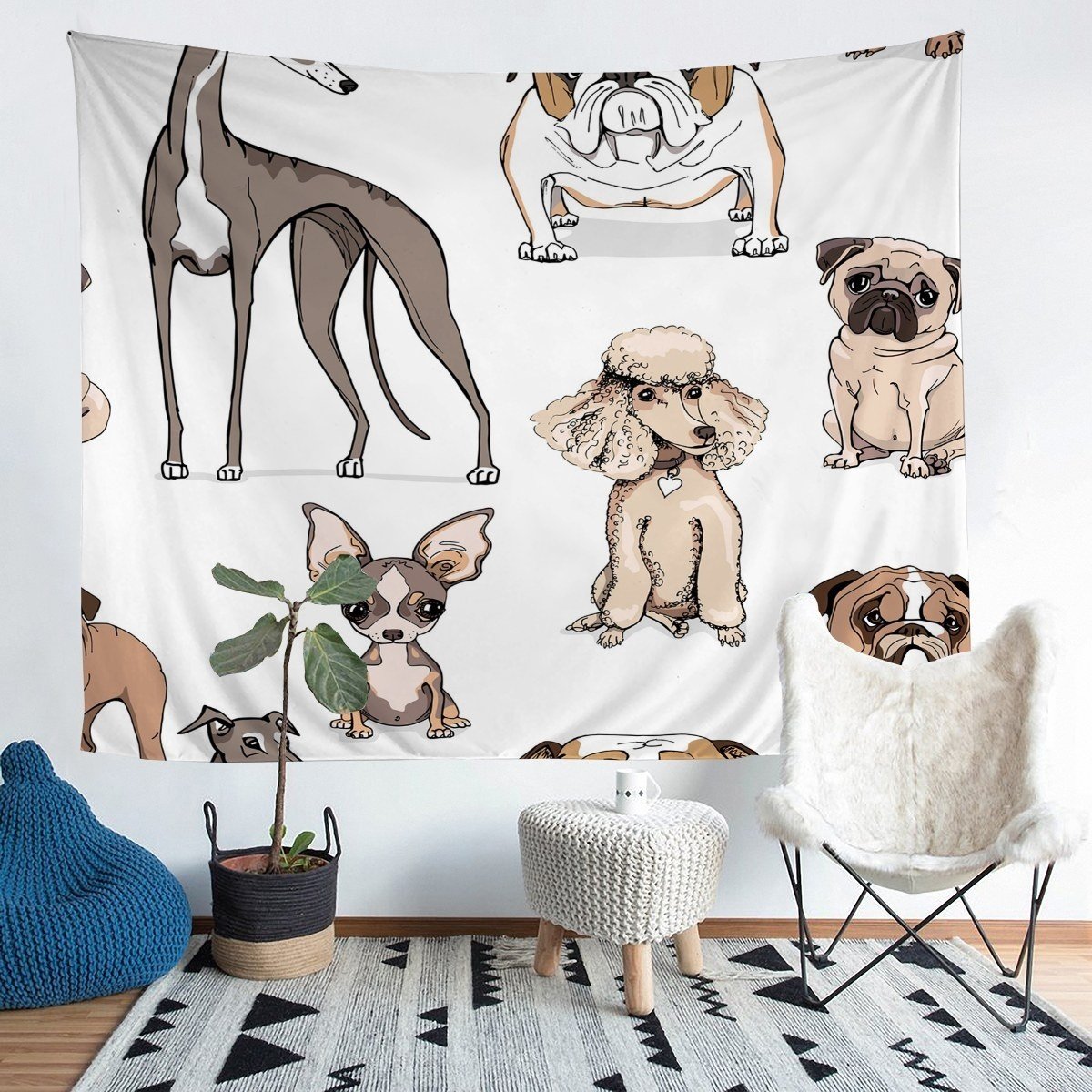 Puppy Dog Tapestries Wall Hanging for Kids Boys Girls 3D Dog Print Bedding Throw Blanket Cute Animal Printed Tapestry Soft Lightweight Wall Blanket,Bedding Collection