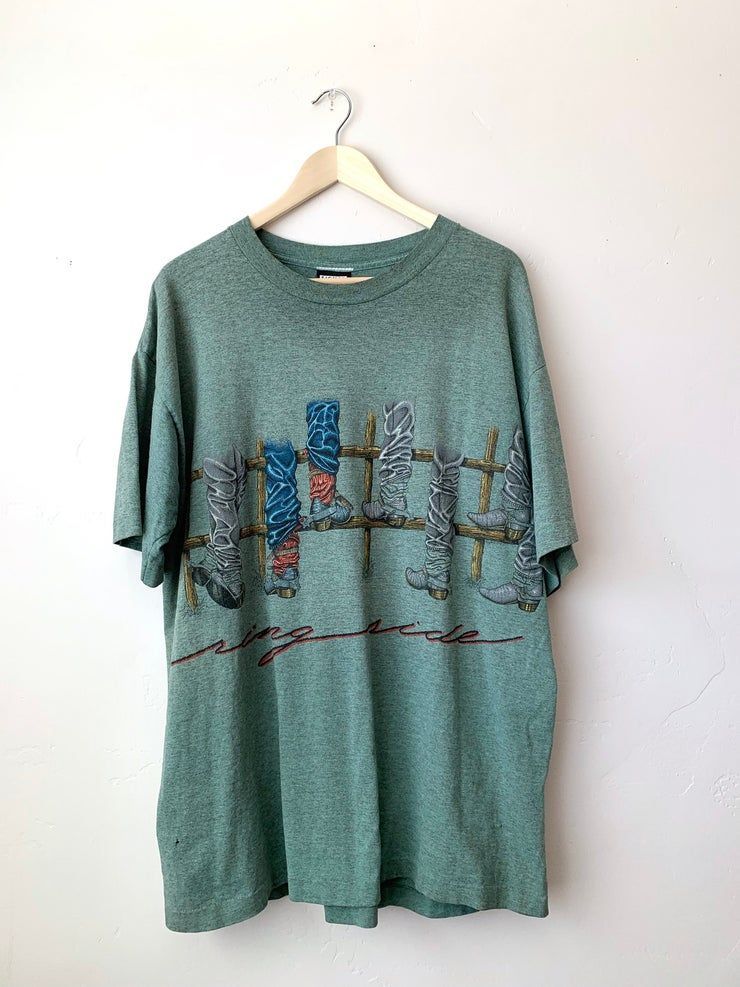 Vintage 90S Ring Side Cowboy S Wrap Around Graphic Shirt