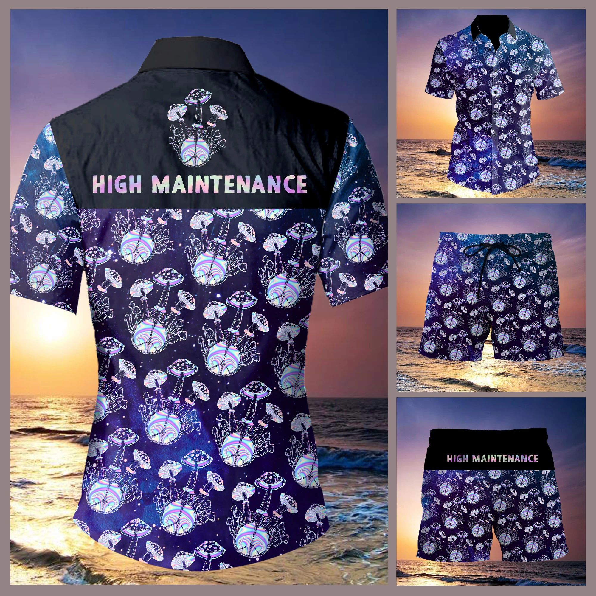 High Maintenance All Over Printed Hawaii Shirt Size S Ha58471