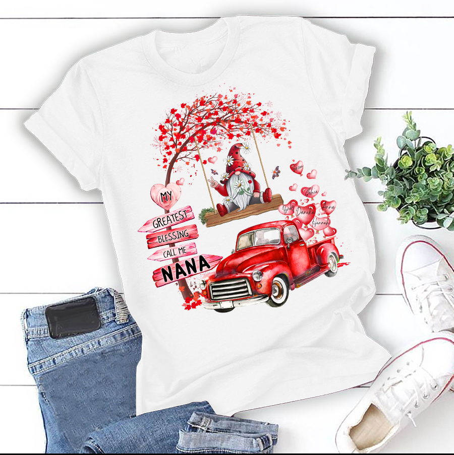 My Greatest Blessings Call Me Grandma – Gnome Valentine | Personalized T-Shirt
