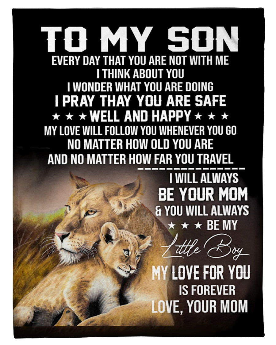 To My Son From Lion Mom My Love For You Is Forever Fleece Blanket Gift For Son From Mom Home Decor Bedding Couch Sofa Soft And Comfy Cozy