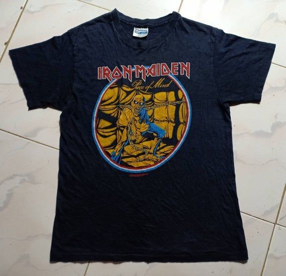 Vintage 1983 Iron Maiden Piece Of Mind 80S Perfectly Vtg Condition Hanes W18 L25 Anthrax Marilyn Manson Metallica Shirt