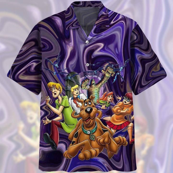 Scooby Doo 2 Print Short Sleeve Hawaii Casual Shirt Ha58386