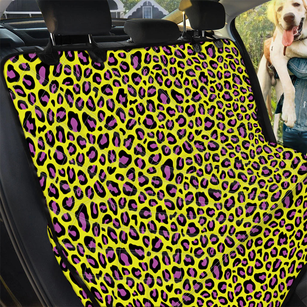 Yellow And Purple Leopard Pattern Print Pet Car Back Seat Cover