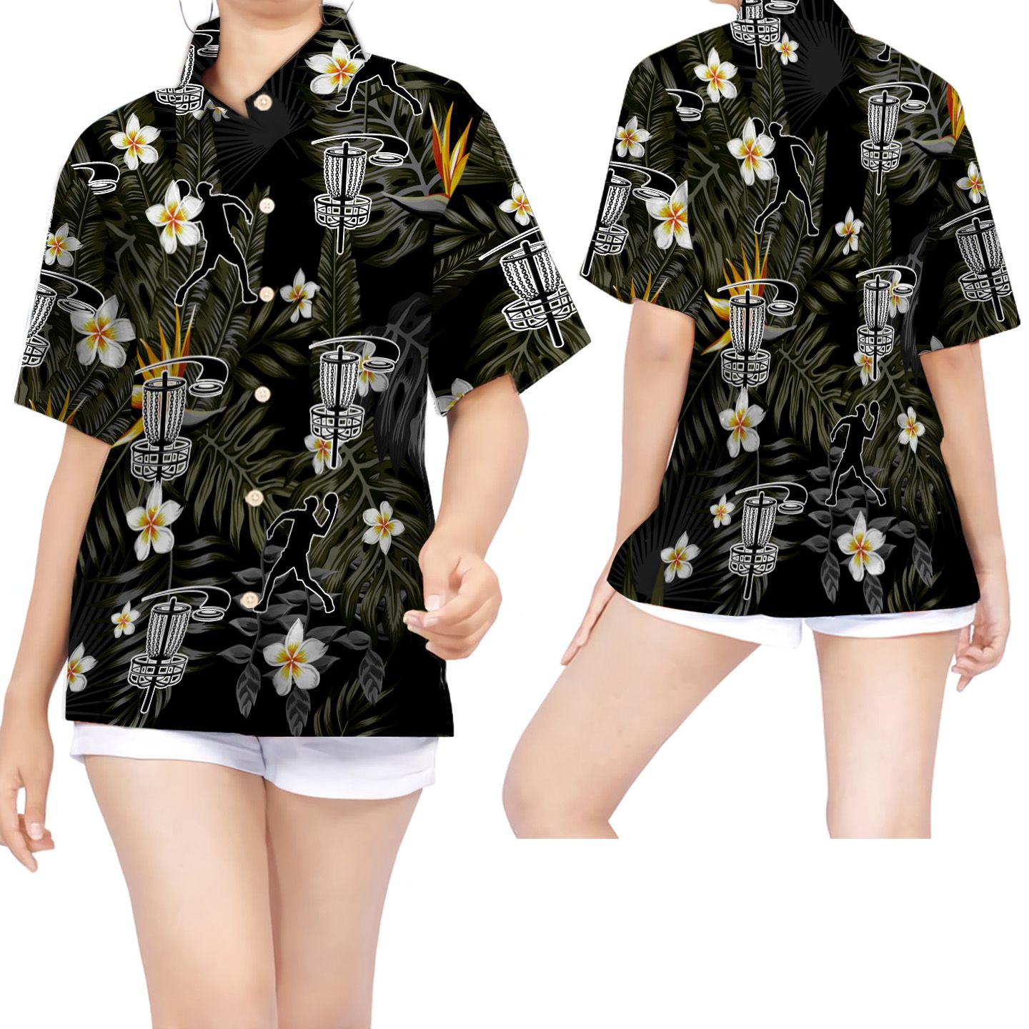 Disc Golf Tropical Flowers Women Hawaii Shirt For Golfers Ha44543