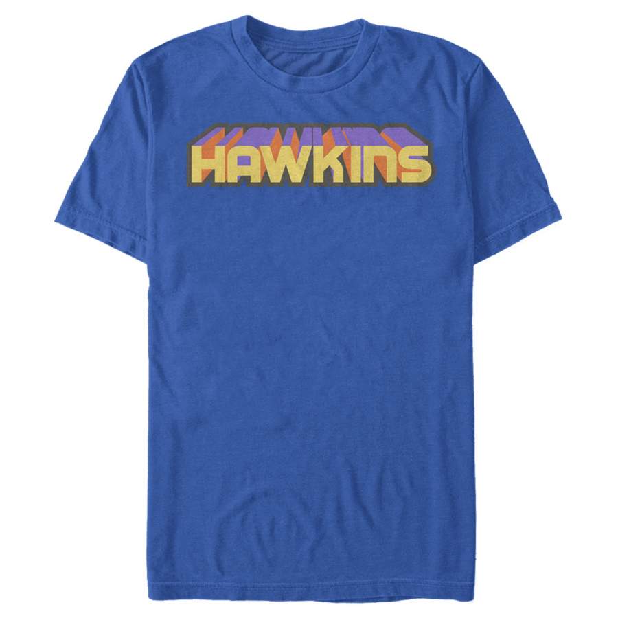 Stranger Things Men’s Retro Hawkins Text  T Shirt