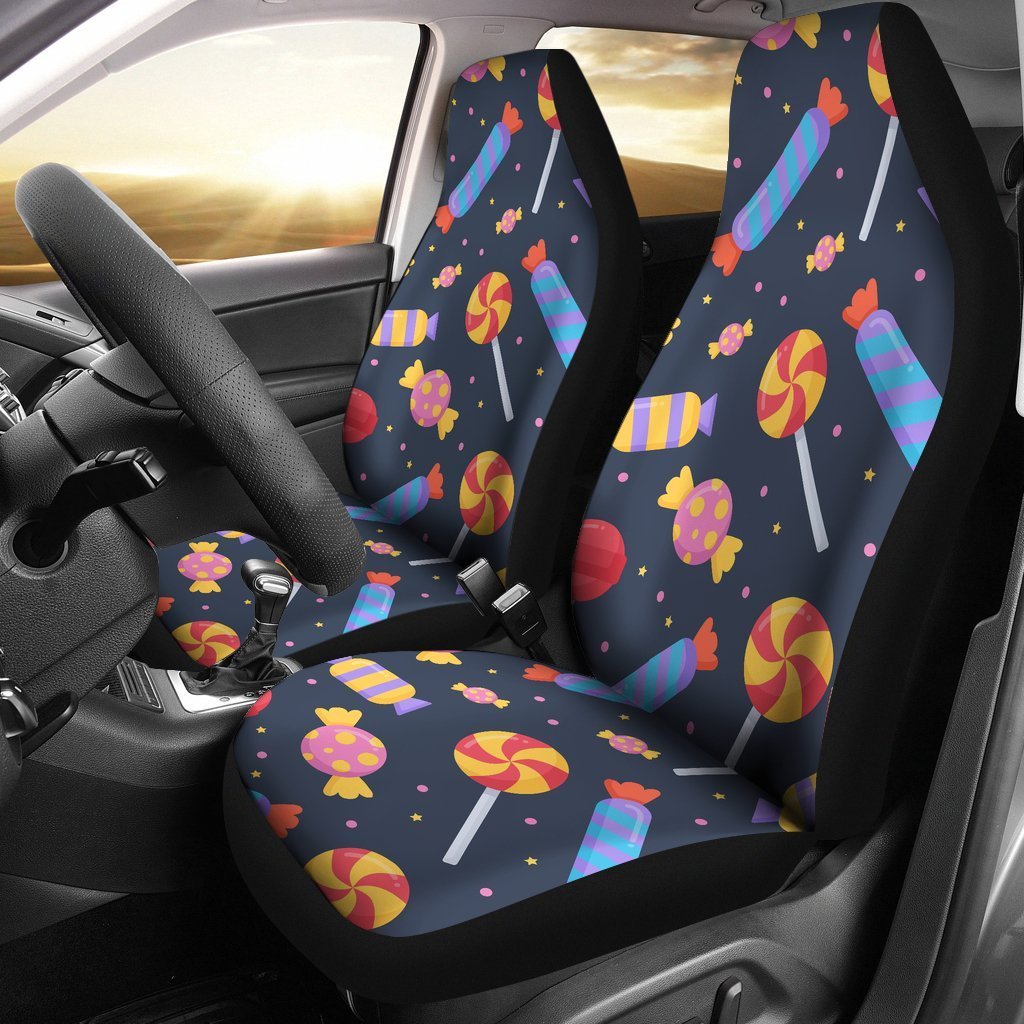 Candy Pattern Print Seat Cover Car Seat Covers Set 2 Pc, Car Accessories Car Mats