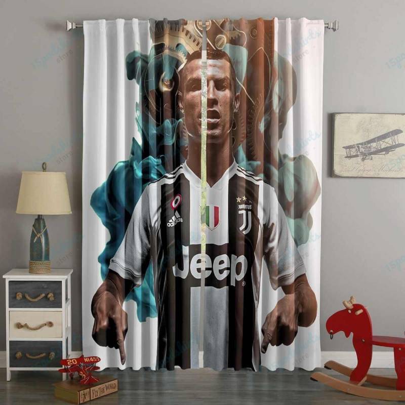 3D Printed CR7 Juventus FC Style Custom Living Room Curtains