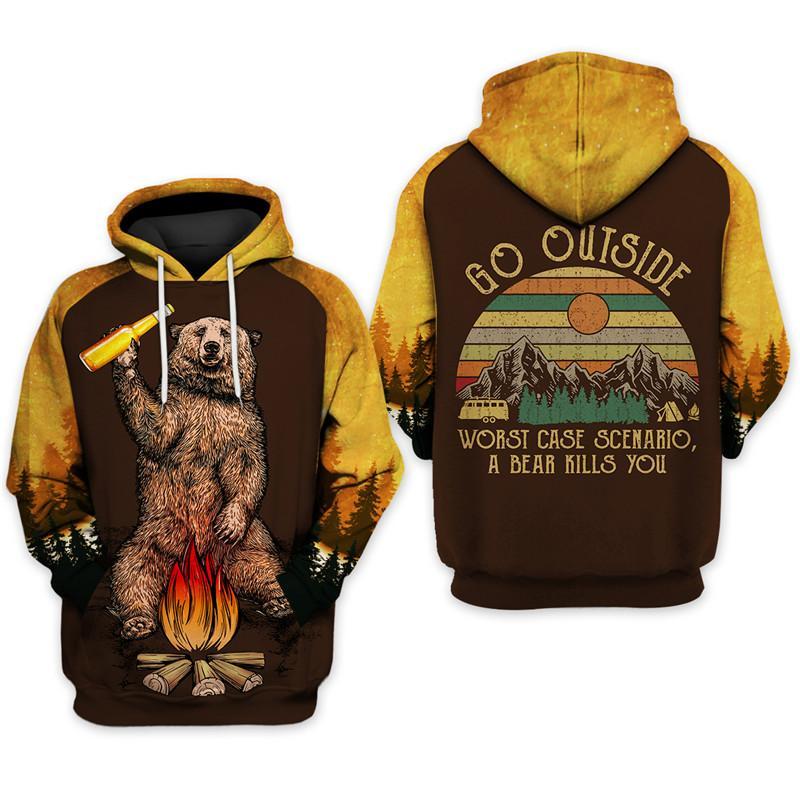 A Bear Kills You Vintage Camping 3D T-Shirt/Pullover/Hoodie/Zip Hoodie