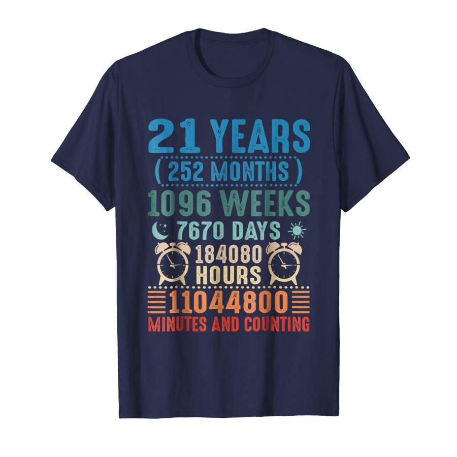 21 Years Old Shirt   21st Birthday Vintage 252 Months Gift