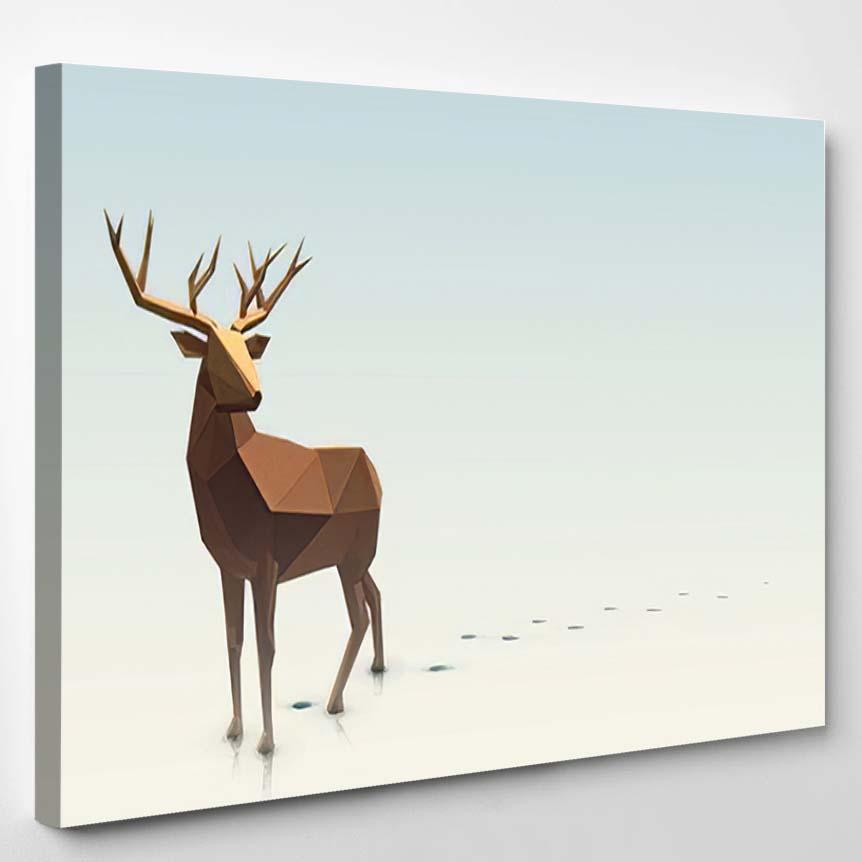 Vector Polygonal Illustration Poly Deer Space – Deer Animals Canvas Print