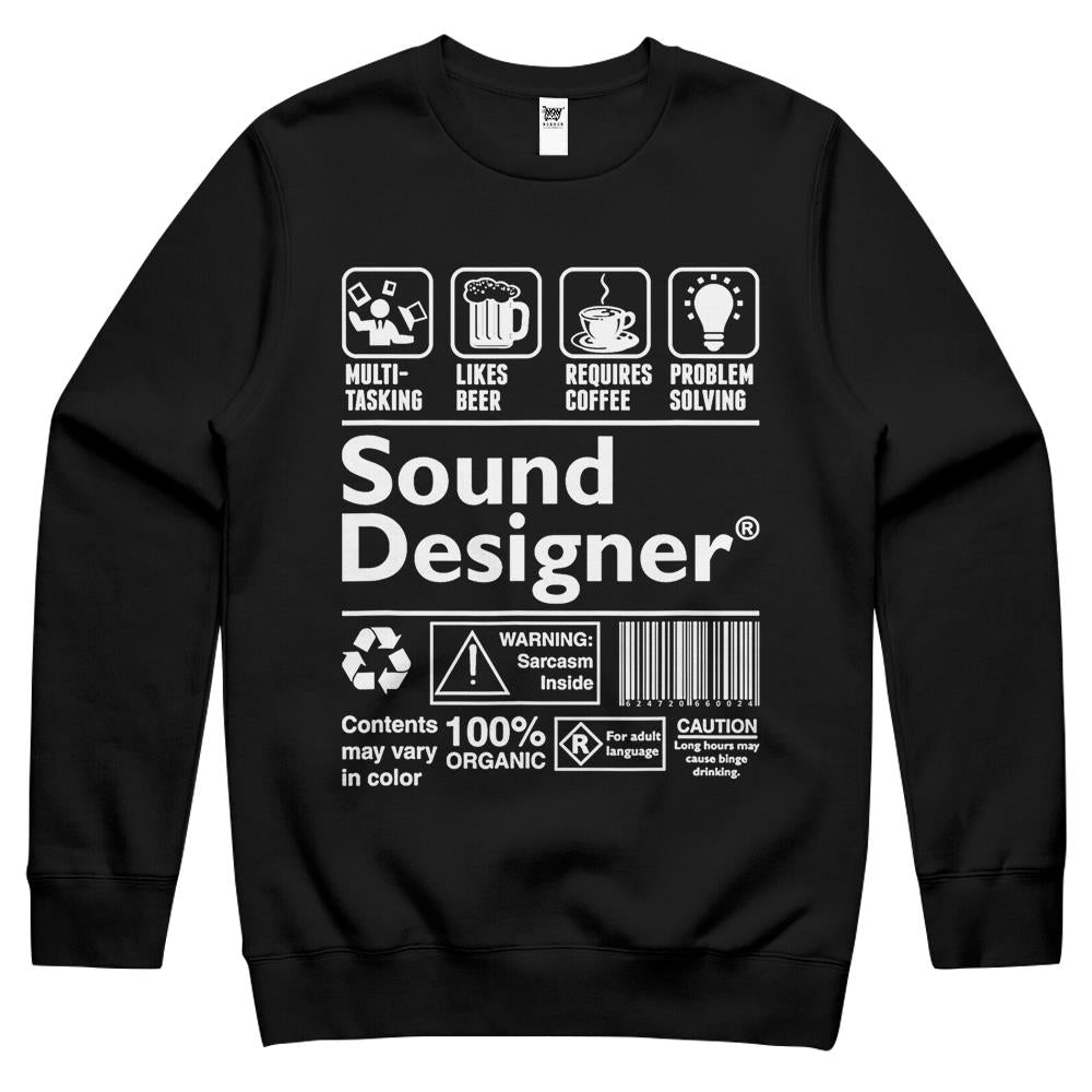 Sound Designer Warning Label Crewneck Sweatshirt