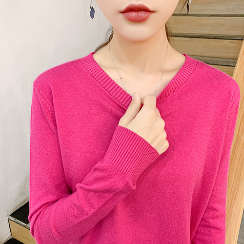 YSZWDBDLX Womens Sweater Spring Autumn O-neck Loose Solid Cashmere Pullovers Woman Sweaters Basic Bottoming Shirt Knitted Tops alx