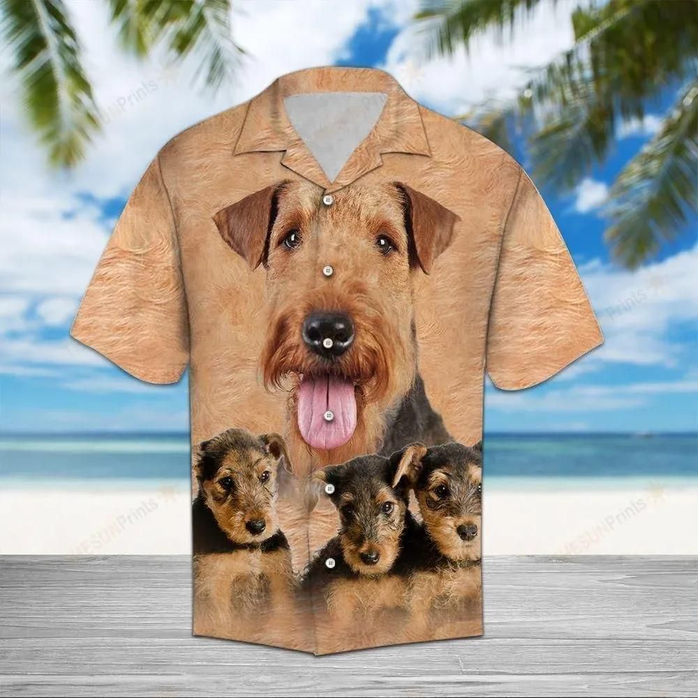 Airedale Terrier Great Aloha Hawaiian Shirt Colorful Short Sleeve Summer Beach Casual Shirt For Men And Women