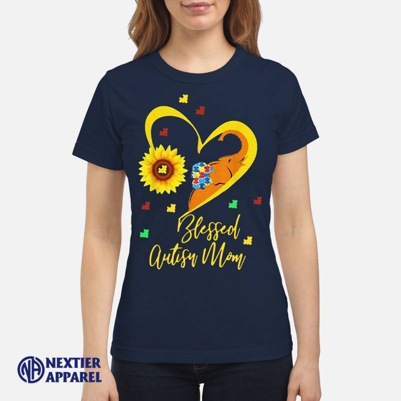 Sunflower Elephant Blessed Autism Mom Autism Awareness Women’s T-Shirt Classic Women’s T-Shirt