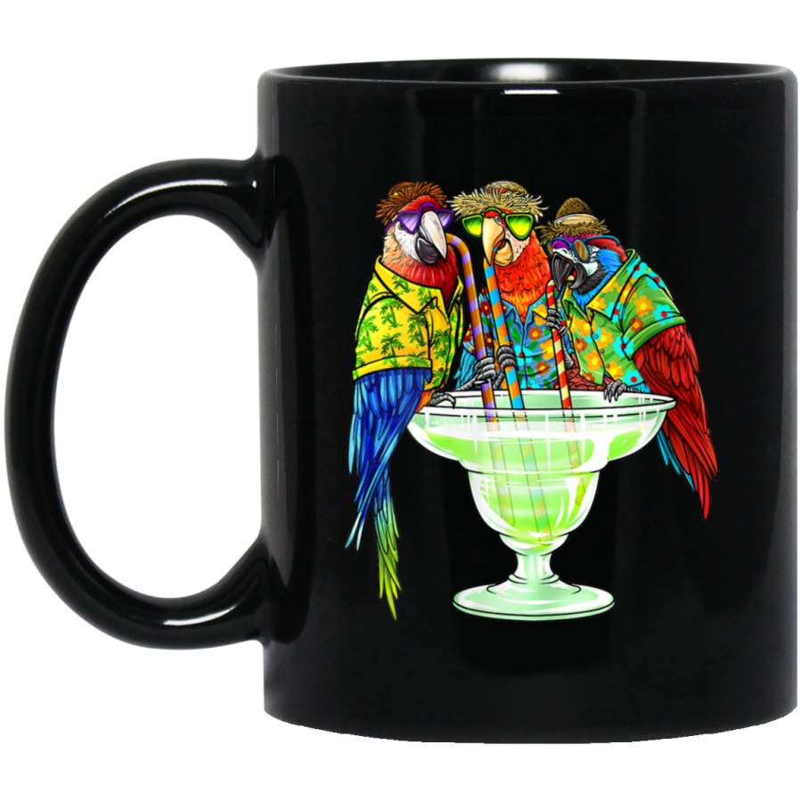 Womens Parrots Drinking Margarita Hawaiian Vacation Birds Coffee Mug