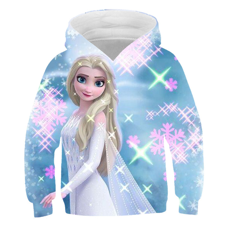 2022 New Baby Frozen Sweatshirts Set Long Sleeve Girls Hoodies Elsa Children’s Sweater Tops Clothes Print Outwear For Kids Girl alx