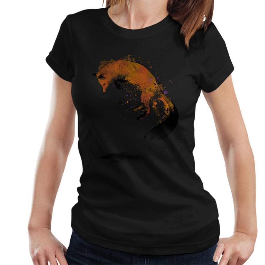 Red Fox Jumping Into Snow Women’s T-Shirt