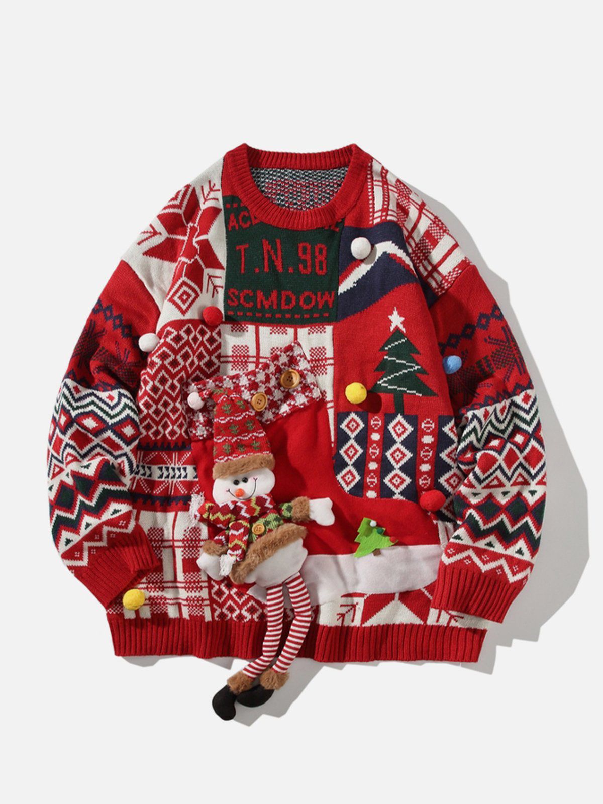 Talishko™ – Snowman Doll Christmas Patchwork Sweater