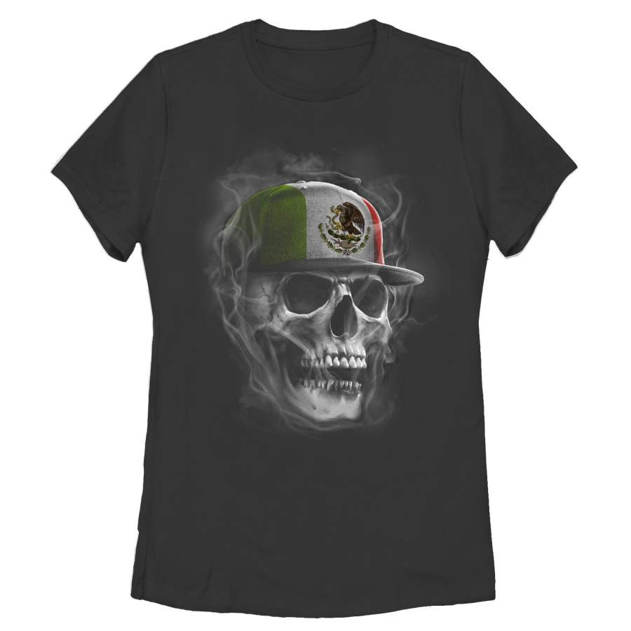 Aztlan Women’s Smoke Skull  T Shirt Black S