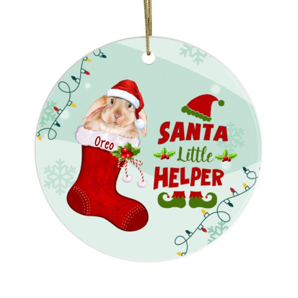 Personalized Ornament, Santa Little Helper, Christmas Gift For Bunny Lovers