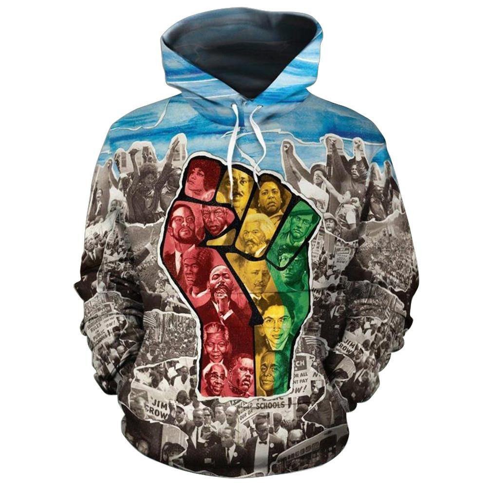 Black Powerful Fist All Over Hoodie & Zip Hoodie For Men And Women