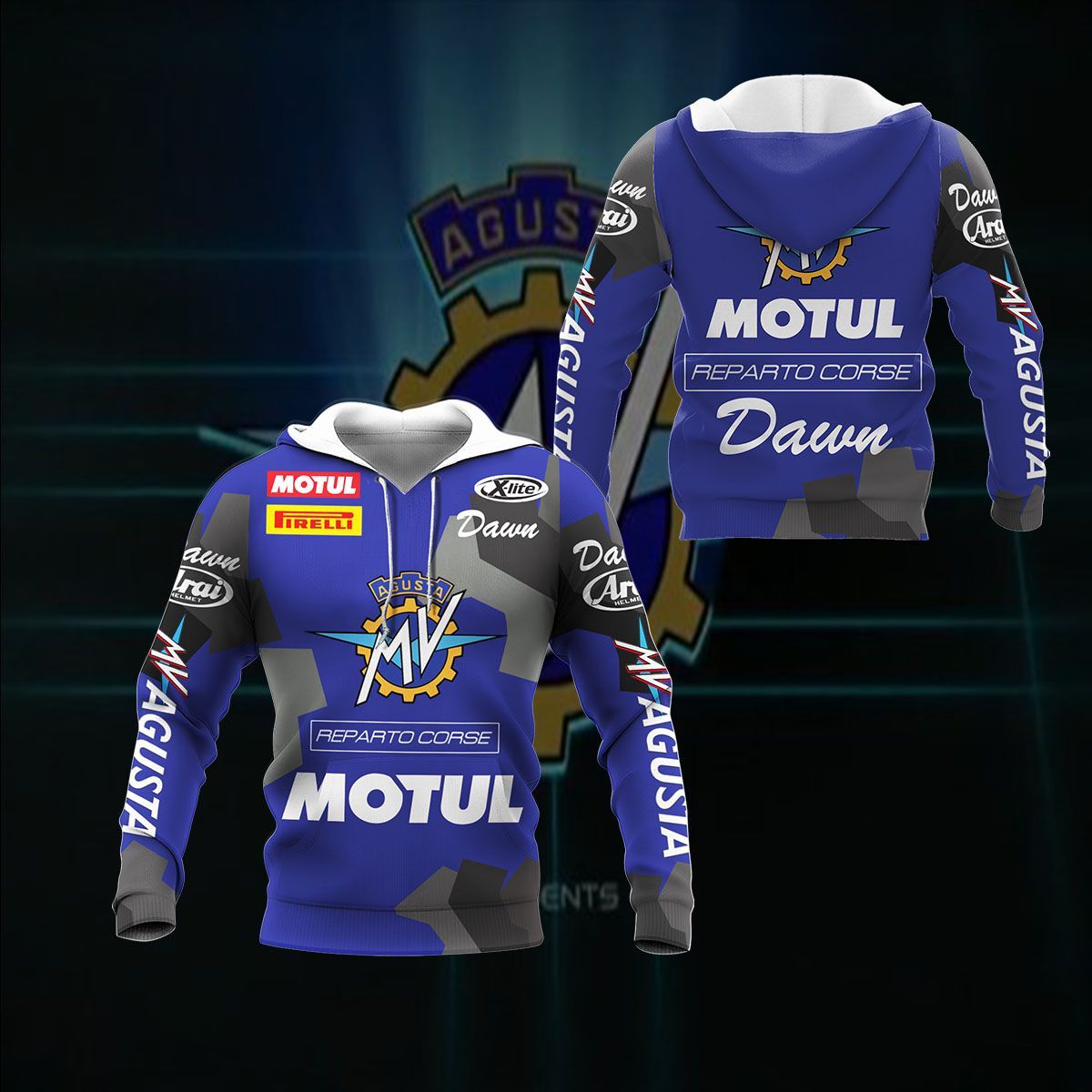 3D All Over Printed MV Agusta NTH-NH Shirts Ver 1 (Blue) Barkingtees Fashion